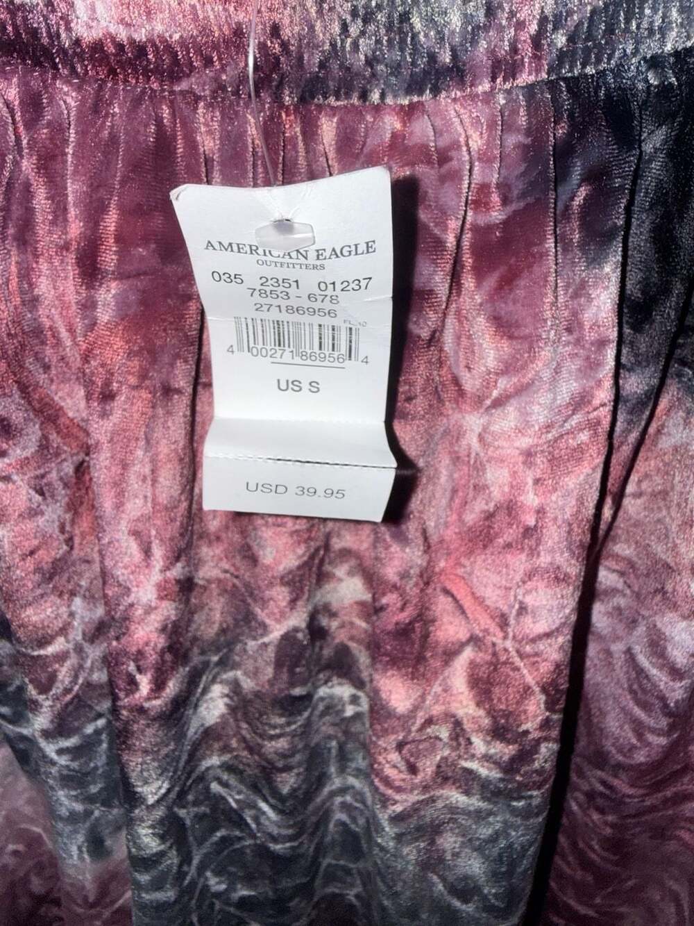 American Eagle Velvet Off-The-Shoulder Tie-Dye Blouse - Picture 2 of 2